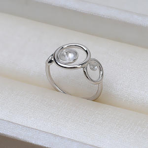 แหวนเงินแท้ S925 แบบเปิดสำหรับผู้หญิง ประดับลูกปัดคู่ อุปกรณ์ DIY ปรับขนาดได้ พร้อมฐานฝังไข่มุก 103 เม็ด - Product Image 4