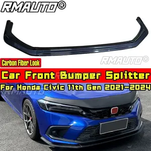 Kit carrosserie pour Honda Civic 11e génération 2021-2024, lèvre de pare-chocs avant, aspect fibre de carbone, style RS, protection de pare-chocs, accessoires de voiture - Product Image 1