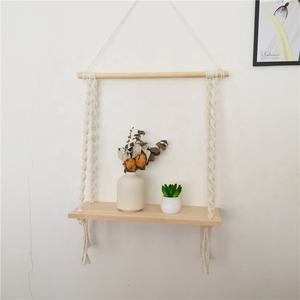 Étagère murale <span class=keywords><strong>en</strong></span> macramé, étagère d'angle <span class=keywords><strong>en</strong></span> macramé, mini porte-plante suspendu - Product Image 3
