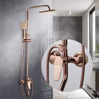 Ensemble de Douche Moderne en Laiton Noir Mural Effet Pluie avec Mitigeur pour Salle de Bain