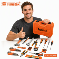 FUMETAX Kit d'outils 42 pièces : Clés hexagonales, pinces, marteau, tournevis, mètre ruban, niveau et embouts