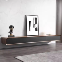 Console TV murale en bois moderne et minimaliste, rangement durable pour salon et mobilier d'hôtel