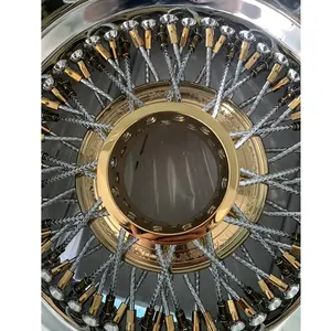 Rueda de alambre cromada Syck Lowrider 13X7 Reverse 72 Cross Spokes con 3 barras y radios desmontables - Product Image 4