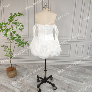 Foto reali di alta qualità con volant Organza <span class=keywords><strong>Mini</strong></span> abito <span class=keywords><strong>da</strong></span> <span class=keywords><strong>sposa</strong></span> per <span class=keywords><strong>sposa</strong></span> 2024 elegante raso corto fidanzamento dopo abito <span class=keywords><strong>da</strong></span> festa - Product Image 3