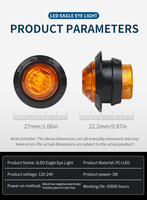 Feux de position latéraux universels pour mini-camions HJ EL-01 3/4" à LED, feux de dégagement œil d'aigle, feux de signalisation rouges pour remorques 12V-24V