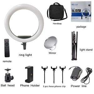 Luce ad Anello LED da 18 Pollici per <span class=keywords><strong>Fotografia</strong></span> e Video con Temperatura di Colore Regolabile (3200-5500K), 3 Supporti per Telefono e Treppiede, 100-240V - Product Image 3