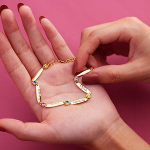 Neue 12-farben-gravur individuelle Namen-Kette-Armband europäischer amerikanischer Stil mit ovalen Diamant-Stein-Muster - Product Image 6