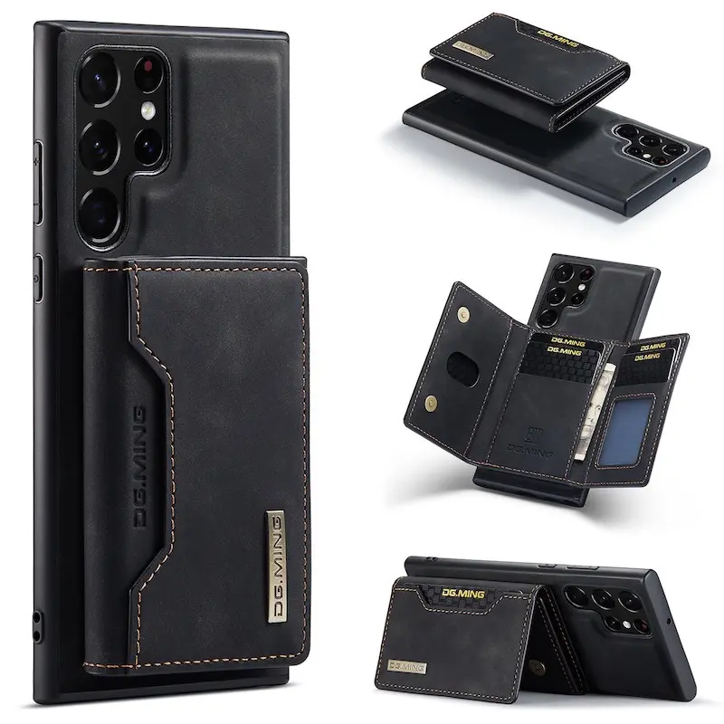 Diseño de billetera con múltiples tarjetas con funda de teléfono magnética Protección de PU para funda Samsung Función de imán automático para Samsung s23
