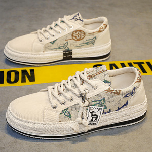 Scarpe da <span class=keywords><strong>Uomo</strong></span> Vintage in Corduroy Stampato, Sneakers Casual Intrecciate a Mano con Suola in PVC, <span class=keywords><strong>Espadrillas</strong></span> Traspiranti con Lacci per l'Estate - Product Image 2