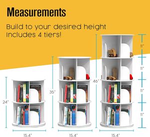 360 xoay cuốn sách Kệ tháp lưu trữ Vòng Carousel quay Tủ Sách lười biếng <span class=keywords><strong>Susan</strong></span> 4 Tầng Xoay kệ sách - Product Image 3