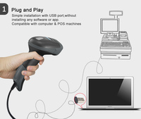 Escáner de Código de Barras USB XB-6221 con Cable, Escáner de Código de Barras Manual para Supermercado