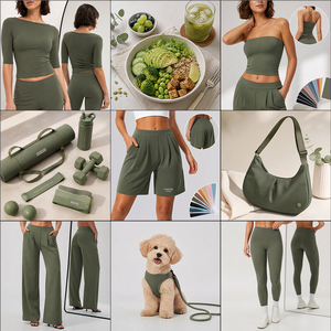 Conjunto Deportivo de 2 Piezas para <span class=keywords><strong>Mujer</strong></span> con Logotipo Personalizado, Sujetador Deportivo Triangular Suave como la Mantequilla y Pantalones Capri de Cintura Alta que Absorben la Humedad, de Fábrica - Product Image 5