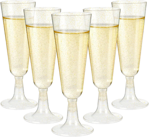 Plastique transparent incassable <span class=keywords><strong>de</strong></span> luxe pour flûtes à <span class=keywords><strong>champagne</strong></span> Base <span class=keywords><strong>de</strong></span> jante dorée Passe au lave-vaisselle Conception empilable Mariages Fêtes Événements - Product Image 1