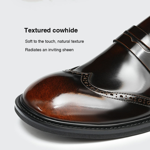 OEM Custom Closed-Toe Mules Men's Cowhide <b>Shoes</b> Glossy Breathable Comfort Soft <b>Height</b> <b>Increasing</b> Business Casual Autumn Slippers - Product Image 4