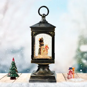 Lanterne de neige d'intérieur en plastique OEM à piles, bonhomme de neige intérieur, famille éclairée, décoration de Globe de neige