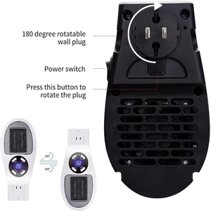 350W Smart Wall Outlet Electric Heaters with Adjustable <b>Thermostat</b> Timer LED Display Space Heater Office Dorm Dog Room - Product Image 2