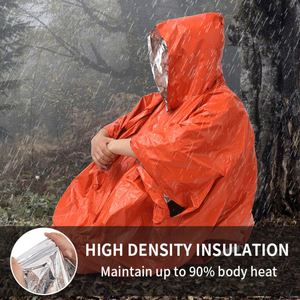 Portable Reusable Thermal <b>Poncho</b> Outdoor Survival Emergency Blanket Waterproof Windproof Custom - Product Image 4