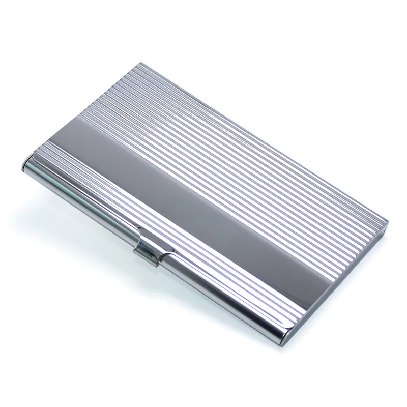 New Arrival High-Grade Name ID Card Box Organizer Lines Metal Business Card Case Stainless Steel Card Holder Wallet