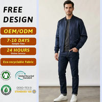 Blouson Bomber en Satin pour Homme, Modèle Exclusif, Hiver, ODM, Personnalisation de Marque, Marque Privée, Bleu Nuit