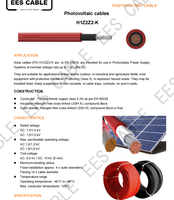 Cable Solar H1Z2Z2-K PV1-F de 1500V CC, Cable Fotovoltaico de Cobre Estañado XLPE XLPO de 4mm2, 6mm2, 10mm2, 16mm2