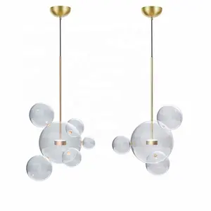 Lustre de led moderno decorativo 2020, lustre de teto dourado e transparente com pingente de luz, escada, mickey, bolha