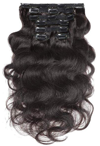 Bán Buôn Body Sóng Xoăn 100% Thô Đen Brazil Human <span class=keywords><strong>Remy</strong></span> Clip Trong Phần Mở Rộng Tóc Liền Mạch Ấn Độ Clip Trong Phần Mở Rộng Tóc - Product Image 3