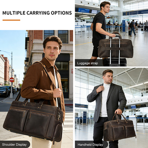 Bolsa de Viaje de Fin de Semana Impermeable de Cuero MARRANT para Hombre con Compartimento para Zapatos, Bolsas de Viaje de Cuero Genuino para Hombre - Product Image 2