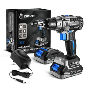 Deko furadeira sem fio e chave de fenda, engrenagem de torque azul e preto 18 + 1 DKBL20DU3-HS2 20v, velocidade variável, bateria sem escova