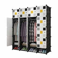 Armoire de chambre à coucher amovible et convertible en plastique, style traditionnel et moderne, noire, pour hôtel, organisateur de vêtements