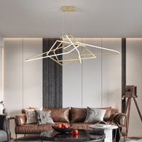 Suspension LED en acier inoxydable doré au design géométrique, style italien minimaliste pour salon et restaurant