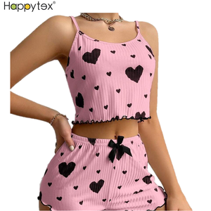 Trái Tim Ngọt Ngào Thời Trang <span class=keywords><strong>M</strong></span>ề<span class=keywords><strong>m</strong></span> Sexy <span class=keywords><strong>M</strong></span>ịn Sữa Lụa Đồ Lót Bộ Đồ Ngủ Quần Short Quần Áo Ngủ Quần Áo Ngủ Cho Phụ Nữ Cô Gái Nhà Trong Nhà - Product Image 2