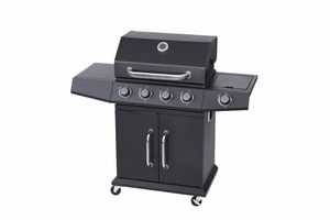 Barbecue à gaz noir 4 brûleurs principaux avec brûleur latéral, barbecue à gaz <span class=keywords><strong>portable</strong></span> KS14074B, garantie 1 an, minuterie intégrée - Product Image 4