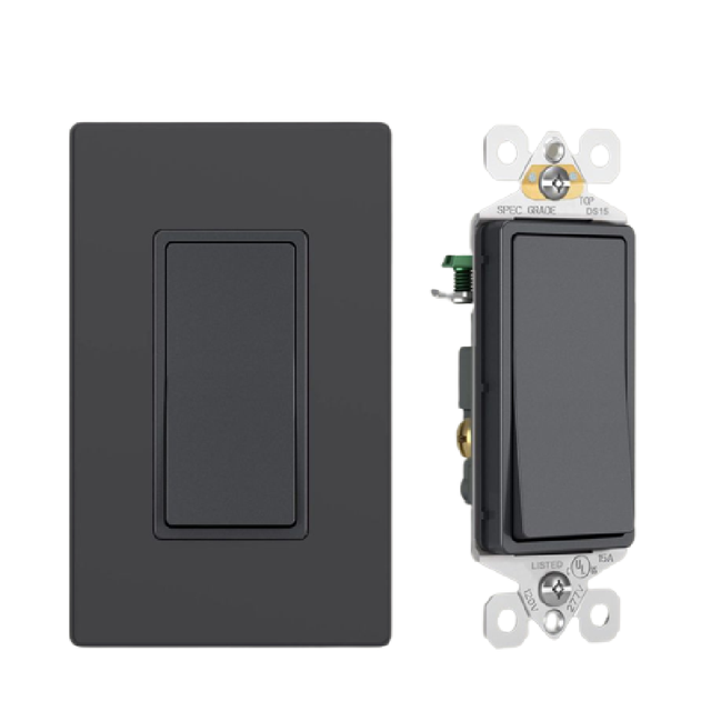 High Quality DS15 Black Plastic Electrical Double Light Switches With Short Circuit protection