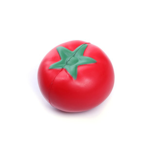 Pelota Antiestrés de Espuma de PU con Forma de Tomate Personalizada de Alta Calidad, Pelota Antiestrés de PU Roja con Forma de Tomate - Product Image 1