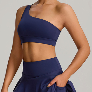Sujetador deportivo de un solo hombro <span class=keywords><strong>para</strong></span> mujer, top corto asimétrico sin espalda <span class=keywords><strong>para</strong></span> yoga, sujetador inalámbrico de alto soporte <span class=keywords><strong>para</strong></span> gimnasio, fitness y tenis - Product Image 3