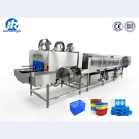 New Electric High-Temp Commercial-Grade Plastic Crate Washer with Finger Conveyor, Large Capacity, Water Reuse