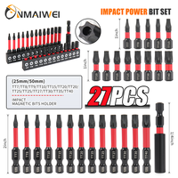 27 buah Mata Obeng Torx Baja S2 Tahan Benturan 25mm Magnetik Kuat Kekerasan Tinggi Tahan Aus Set Mata Obeng