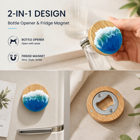 Imán de Resina para Refrigerador y Abrebotellas de Doble Uso, Ecológico, con Diseño de Olas Oceánicas, Hecho a Mano, Regalo Promocional con Temática de Playa