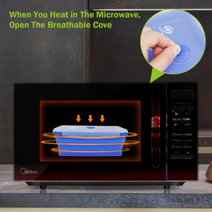 B10-1245 Bpa Gratis Magnetron Vriezer Kluis Set 4 Stapelbare Opvouwbare Siliconen Voedsel Opslag Container Lunch Siliconen Bento Box - Product Image 5