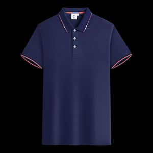 Made Quality Men's Summer Cotton Spandex Short Sleeved Solid Color Casual Embroidered Polo T-shirt Simple Top - Product Image 5