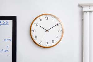 Plastik malzeme ve elektrik güdü ahşap çerçeve ile Modern benzersiz fanus camı duvar saati ahşap sessiz dijital saat - Product Image 5