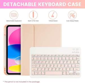 Funda Delgada con Teclado Desmontable, Funda con Teclado Inalámbrico Bluetooth y Ratón para iPad de 10.ª Generación 10.9" 2022 - Product Image 3