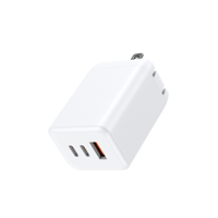 Adaptor Daya Pengisi Daya Dinding Cepat GaN 3-Port USB-C QC3.0 65W Bersertifikasi PSE EN 50075 & EN 62368