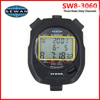 SW8-3060 Digital tiga baris 8 saluran 1/100 detik 60 memori Stop Timer genggam Digital tahan air olahraga Stopwatch
