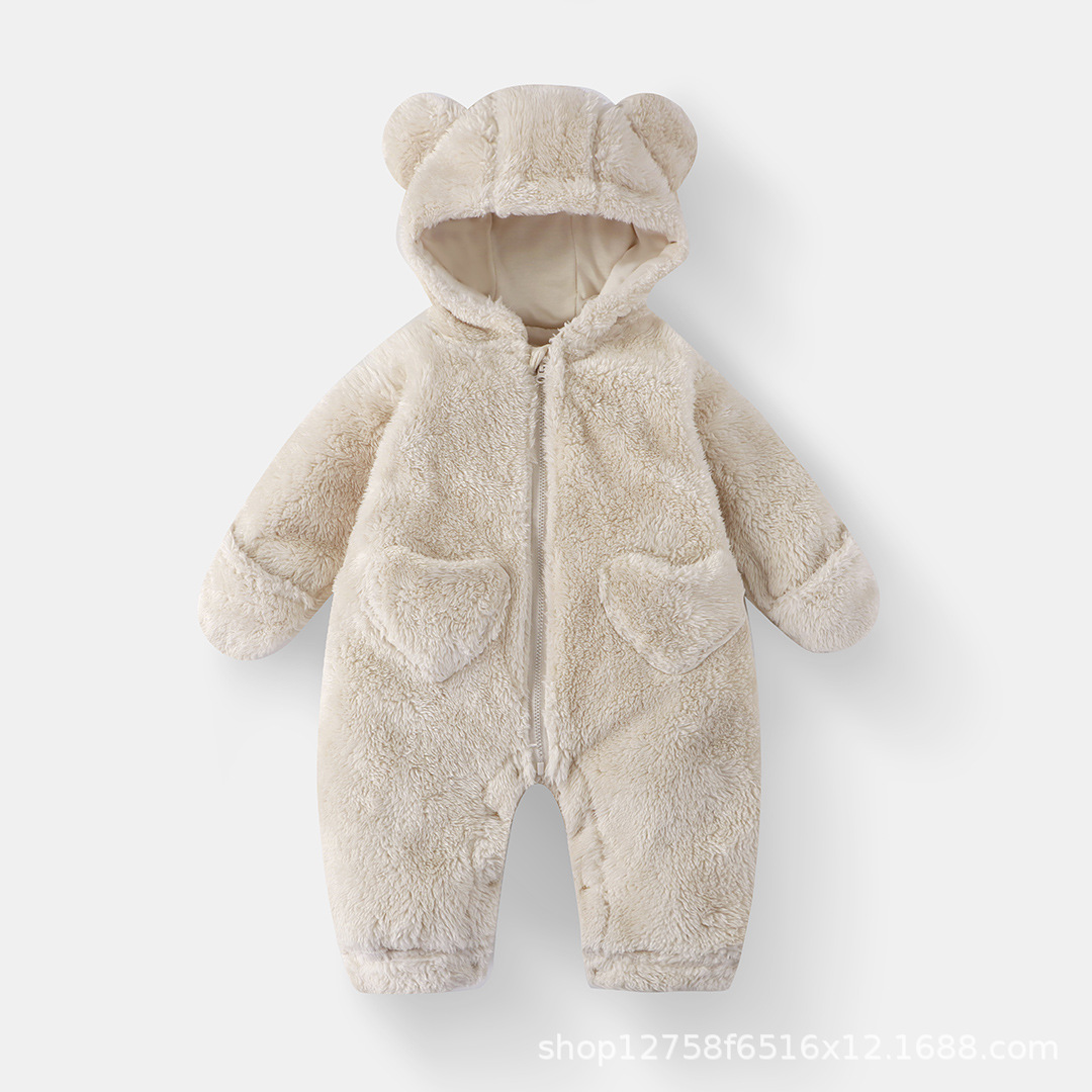 Off-white-plush open-ended zipper jumpsuit