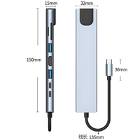 USB C Hub Tipe C USB 3.0 100W PD, adaptor RJ45 100M 8-In-1, stasiun Dok Notebook 5Gbps kecepatan untuk Data SD TF