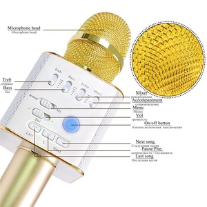 2020 Hot Selling Q9 Wholesale Wireless BT <b>Microphone</b> With Controllable Led Lights and Speaker - Product Image 4