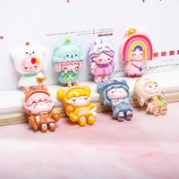 Charmes artistiques peints à la main, à dos plat, avec surface brillante, motif animaux de dessin animé Kawaii, pour accessoires de vêtements pour filles, autocollants pour tasses et aimants de réfrigérateur