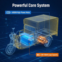 Camion de nettoyage haute pression électrique à trois roues, nouveau modèle, fournisseur chinois en gros, réservoir haute capacité de 200 gallons, 1,5 CV, version étendue