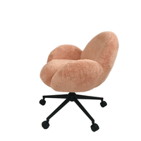 Chaise de bureau moderne en tissu de fausse fourrure de peau de mouton crème chaise de maquillage élégante